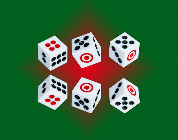 istock Six dices on red and green  background 179535504