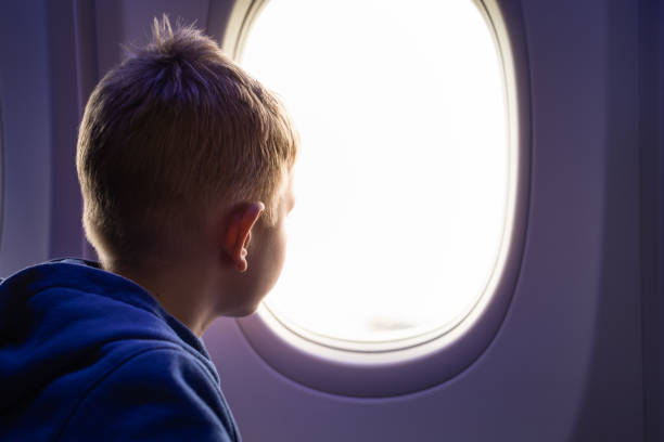Boy enjoying the flight.
