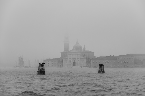San Giorgio Maggiore and Canal Grande in thick fog