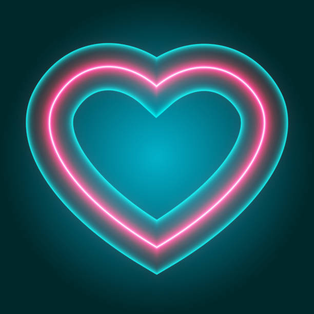istock Neon heart, glowing heart shape sign, isolated on dark blue background, vector illustration. 1795374870