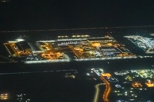 Aerial view of Doha city at night