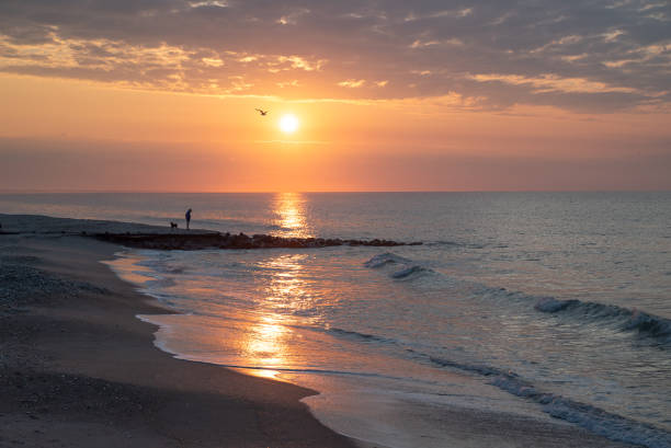 Ocean sunrise Sun rising over the ocean edisto island south carolina stock pictures, royalty-free photos & images