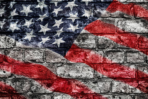 istock Vintage us flag brick wall background 179538876