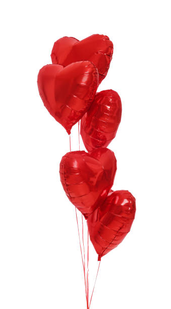 istock Many red heart shaped balloons isolated on white. Valentine's day celebration 1795391265