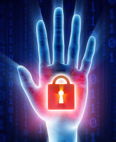 Cyber security concept: stop hand