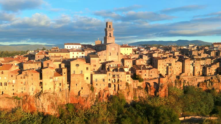 Pitigliano, Tuscan medieval town from drone