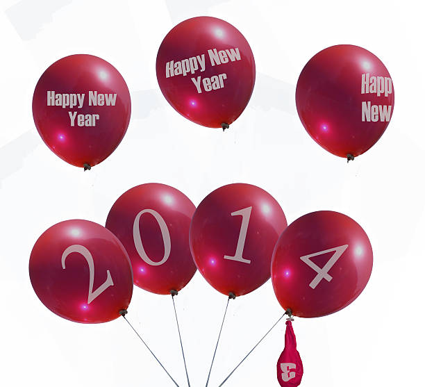 año nuevo 2014 globos isolado - new years eve new years day 2013 holiday stock-fotos und bilder