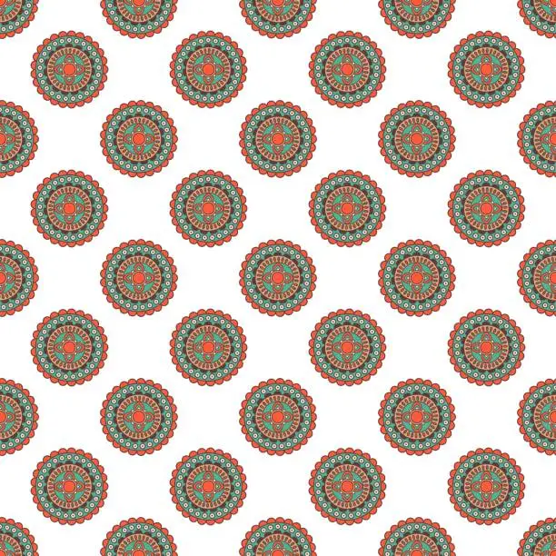 Vector illustration of Colorful glaze seamless pattern of mandalas.
