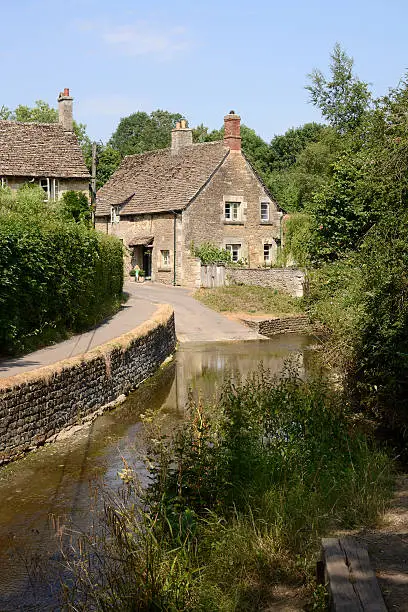 Photo of Ford through river at Lacock. Wiltshire. England