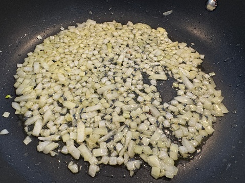 Sautéed onions on stovetop