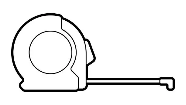 Vector illustration of Illustration of tape measure. Repair working tool. Equipment for construction industry and business.