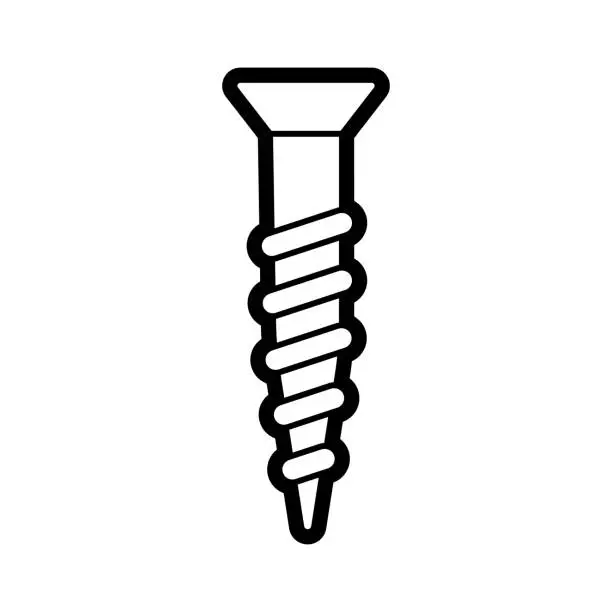 Vector illustration of Illustration of self tapping screw. Repair working tool. Equipment for construction industry and business.
