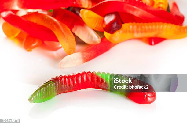 Colorful Fruity Gummy Worm Candy Stock Photo - Download Image Now - Candy, Chewy, Cute