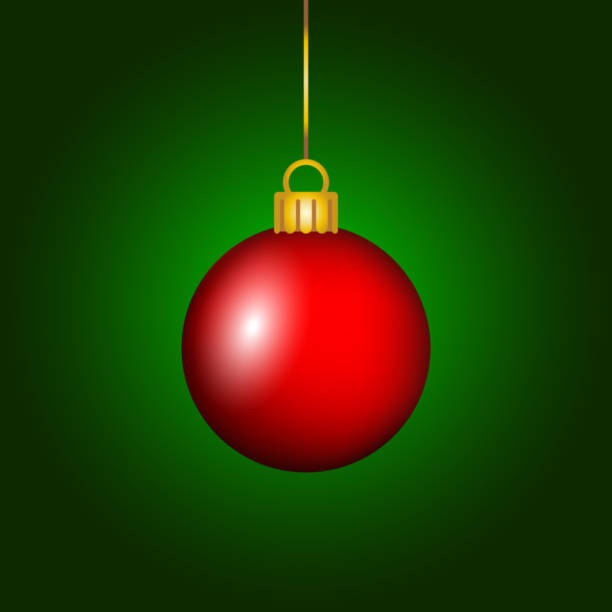 istock Red Christmas tree bubble on green background, isolated festive decoration. 1795460072