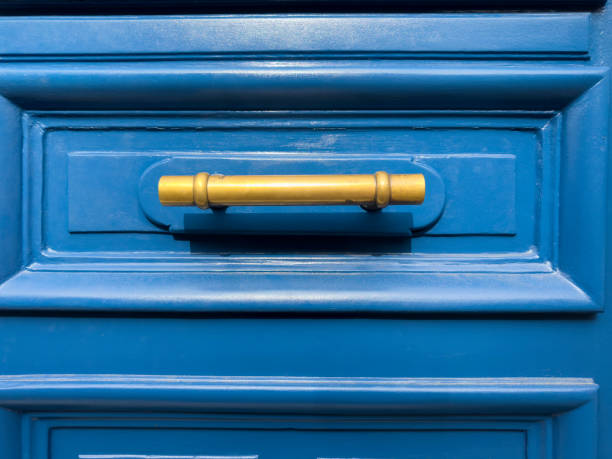 istock Blue wooden door with handle 1795483191