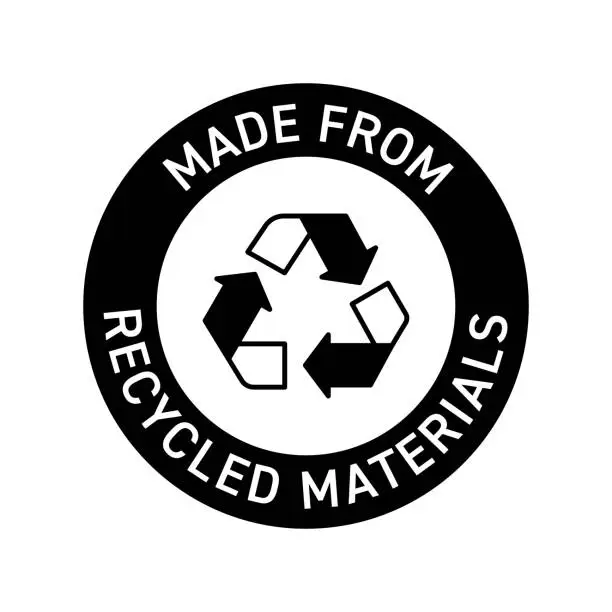 Vector illustration of Made From Recycled Materials Badge Label Vector Illustration. Recycling, Zero Waste, Environment.