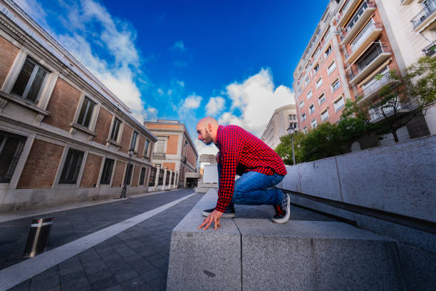 istock Agile parkour moves in Madrid. 1795499149