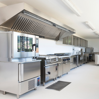 industrial kitchen with clean counter