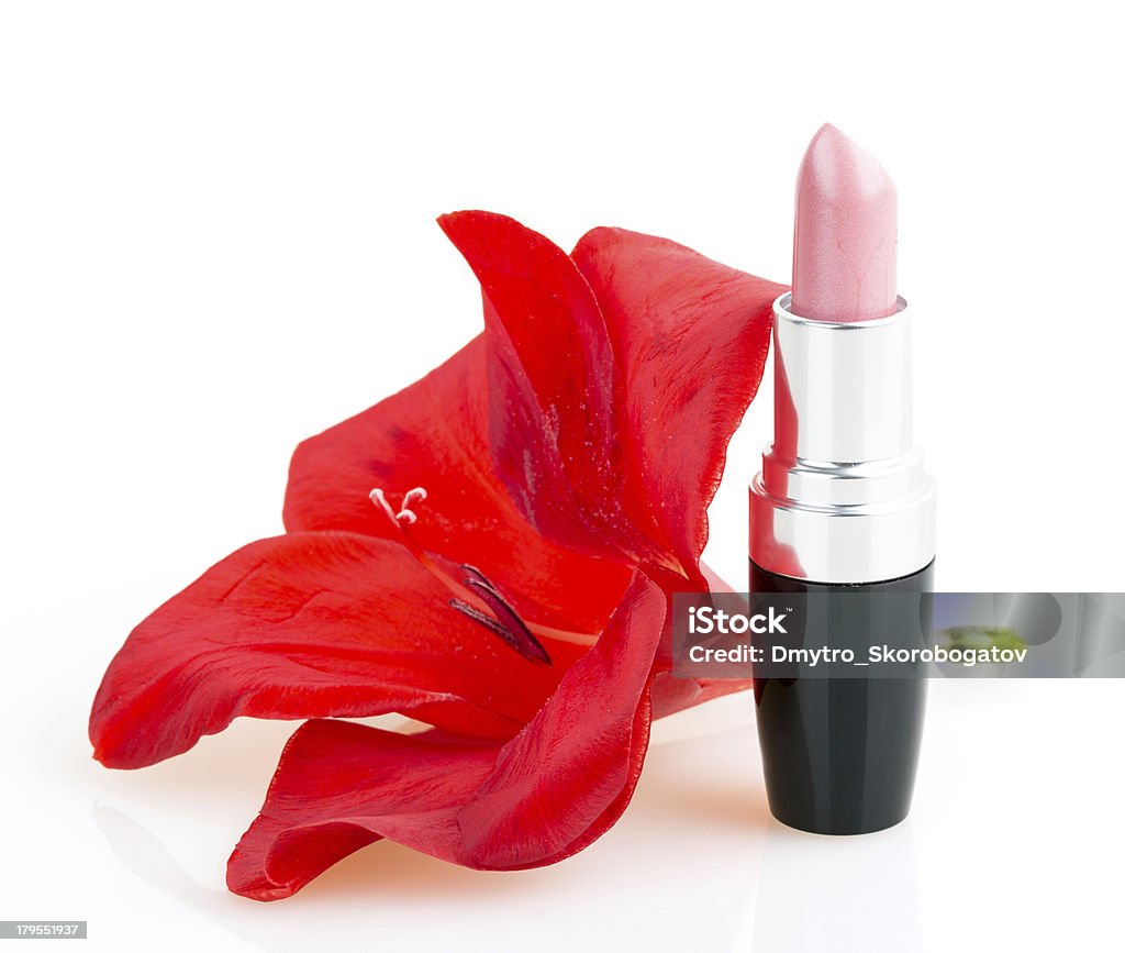 Lippenstift mit Gladiole Blumen - Lizenzfrei Blume Stock-Foto