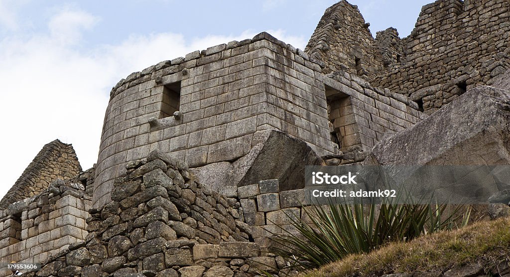 Temple of the Sun at Machu Picchu Called "Temple of the Sun," because of its alignment with the sun. Andes Stock Photo