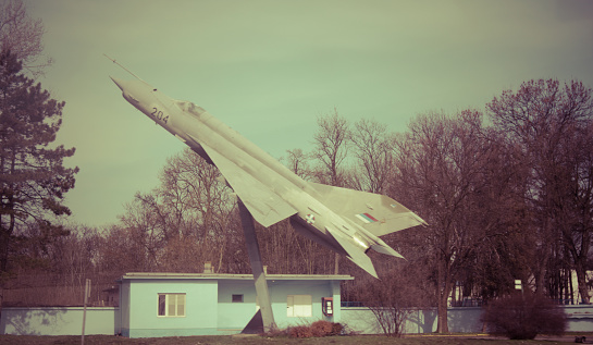 Airplane as monument in a military base