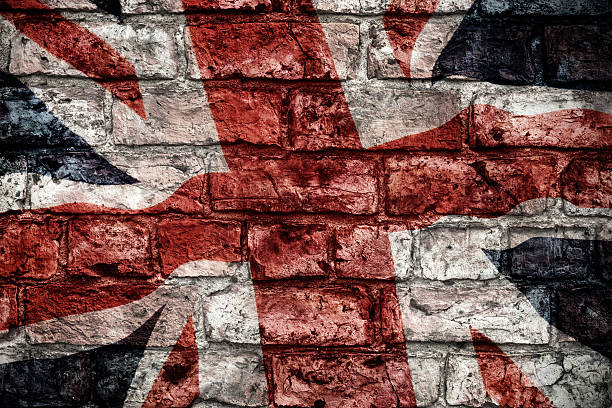 istock Vintage british flag on brick wall 179553898