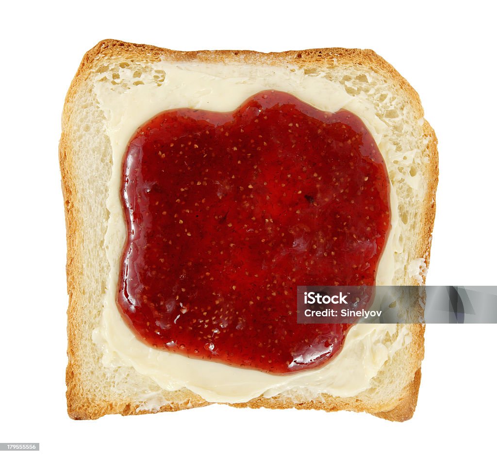 Abierto de un sándwich con Mantequilla y mermelada - Foto de stock de Agricultura libre de derechos