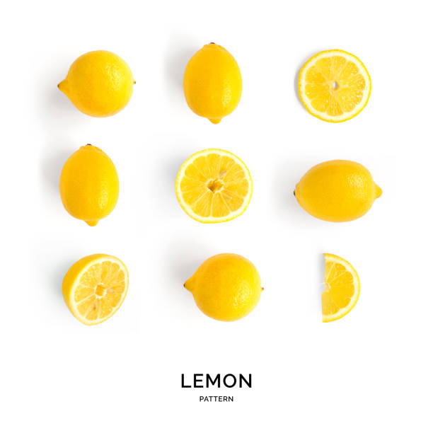 istock Seamless pattern with fruits. Tropical abstract background. Lemon on white background. 1795556031