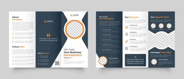 Vector illustration of Minimal business tri-fold brochure leaflet design
