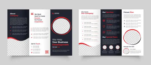 Vector illustration of Professional business trifold brochure design, Corporate trifold