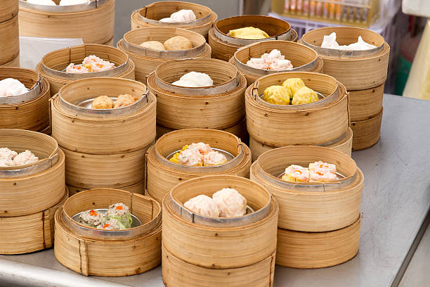 istock Steamed Dim Sum in Bamboo Trays 179557536