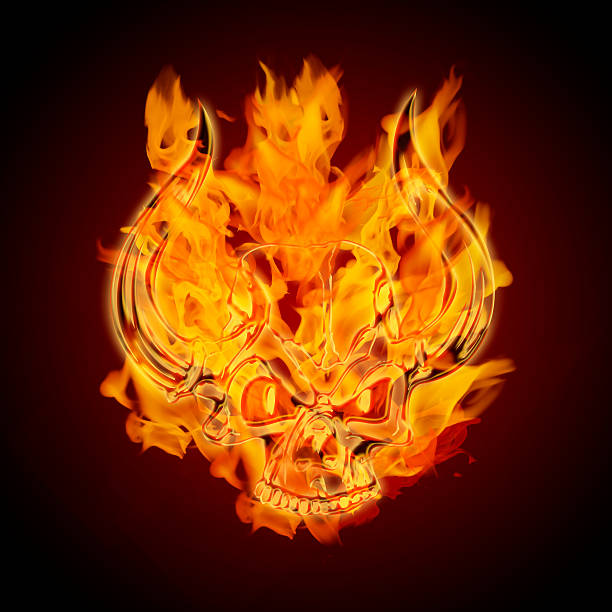 istock Fire Burning Flaming Skull with Horns 179559296