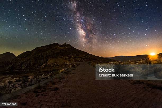 Milky Way And The Setting Moon Stock Photo - Download Image Now - Hubble Space Telescope, Astronomy, Black Color