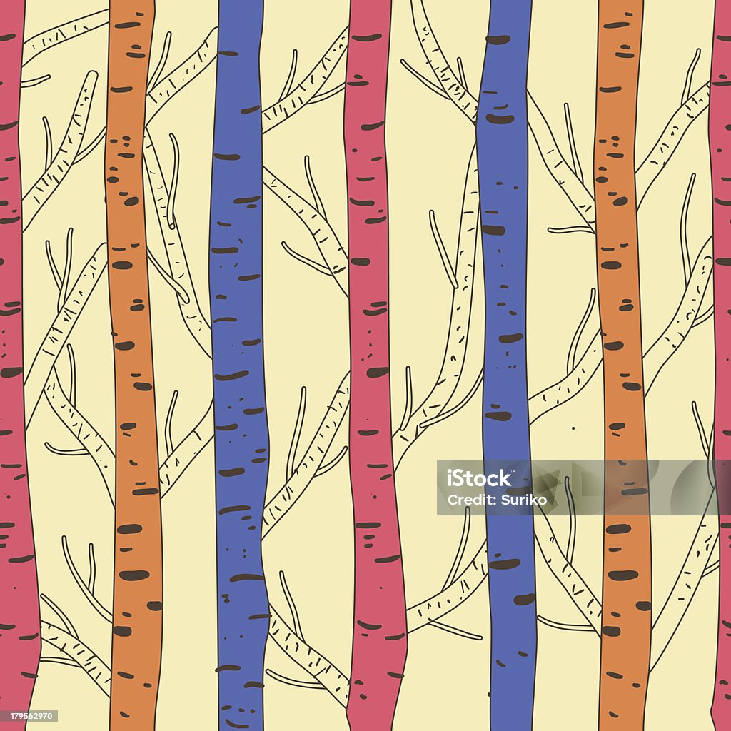 Forest Seamless vector texture with birds and trees Abstract stock vector