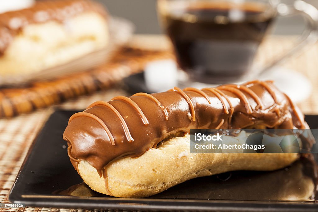 Chocolate bomb. Bomba de chocolate. A Brazilian traditional eclair. Baked Stock Photo