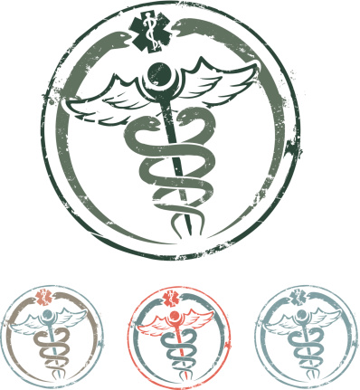 Vector illustration of a Medical Caduceus rubber stamp.