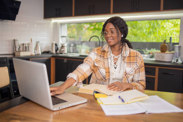 istock Young woman is studying from home 1795678127