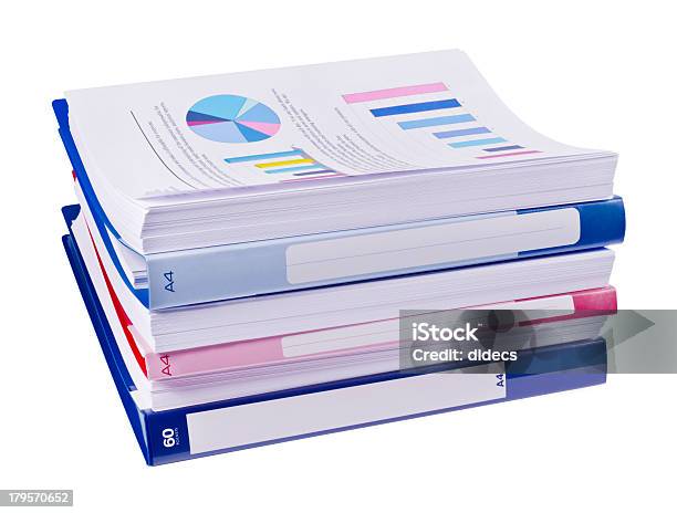 Pile Of Papers And Binders Stock Photo - Download Image Now - Book, Cut Out, Finance