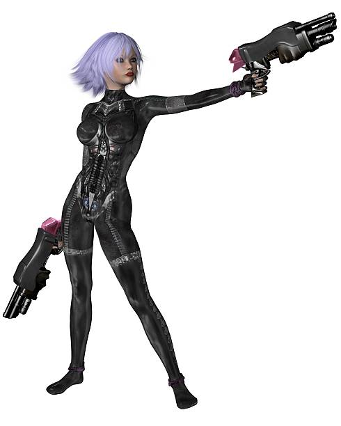 istock Science Fiction Catsuit Girl Shooting 179570764