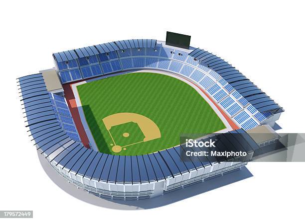Vista Panorámica Del Estadio De Béisbol Aislado Sobre Fondo Blanco Foto de stock y más banco de imágenes de Campo de béisbol