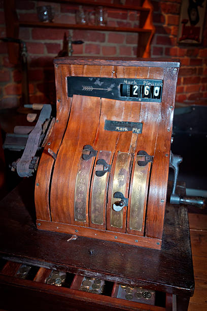 istock Wooden old-fashioned cash register 179573049