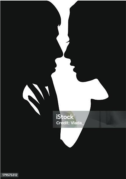 Silhouette Lovers Stock Illustration - Download Image Now - In Silhouette, Couple - Relationship, Kissing