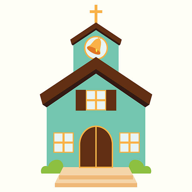 ilustrações, clipart, desenhos animados e ícones de ilustração em vetor de uma linda igreja ou capela - church steeple vector christianity