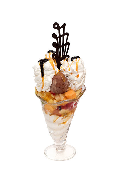 istock Fruit salad with icecream, cream, topping isolated 179577191