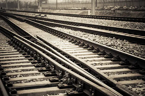 railroad macro on the track bed