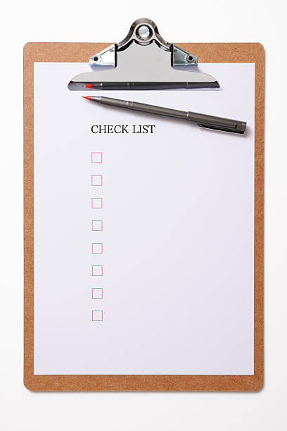istock Clipboard with a blank checklist and pen on white background 179580151