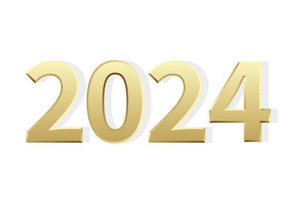 istock 2024 gold metallic numbers with 3d effect. Vector numbers icon for new year. 1795813018