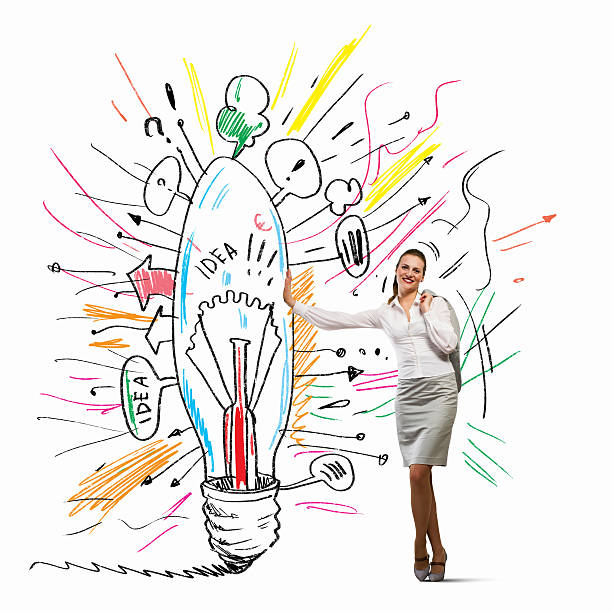 istock Businesswoman leaning on bulb 179581809