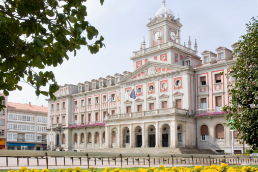 Town hall in Ferrol, Galicia,Spain. View from the Arms square.