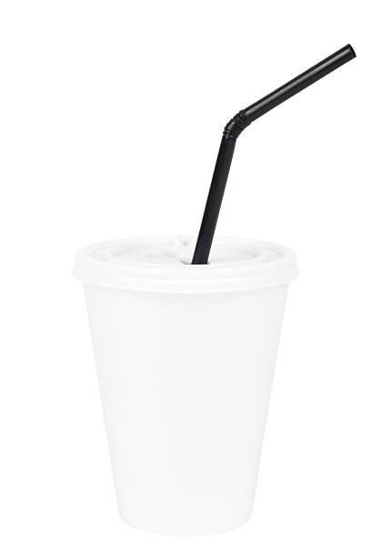 istock White paper cup and black drinking straw 179588094